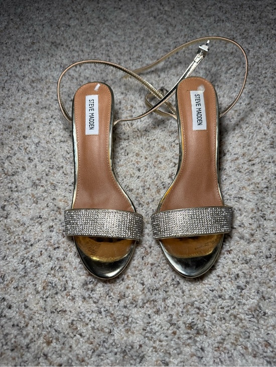 Steve Madden Shoes - Steve Madden Metallic Gold Rhinestone Strap Ankle-Heel Sandals